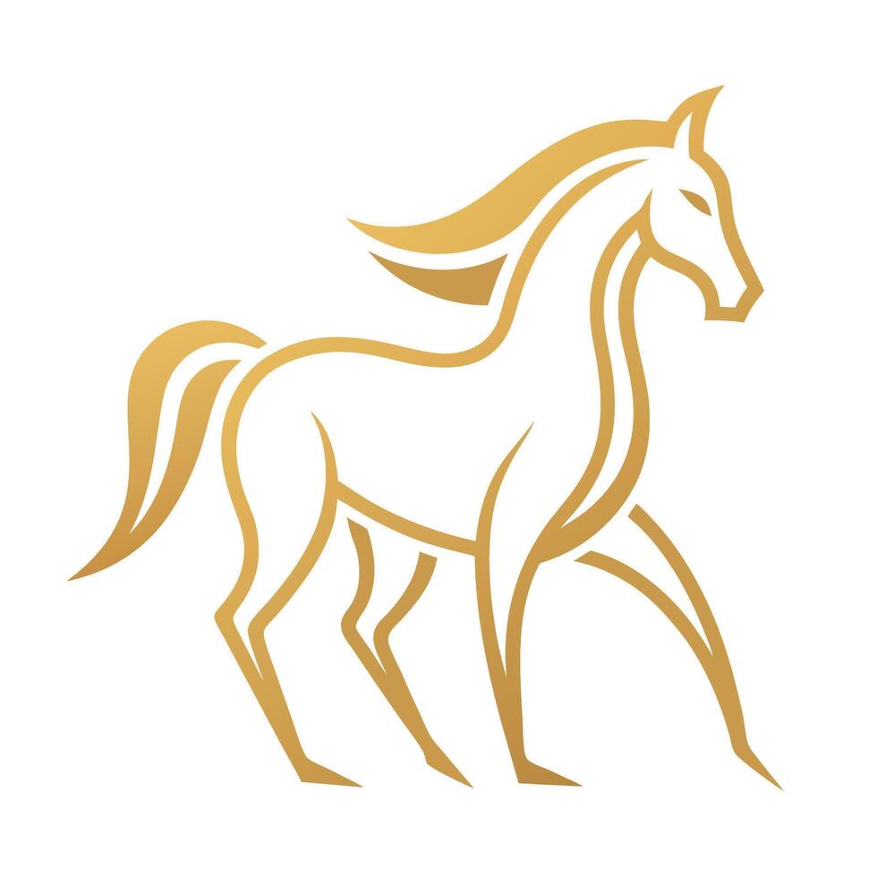 a sleek and minimal zodiac horse design in gold on vector