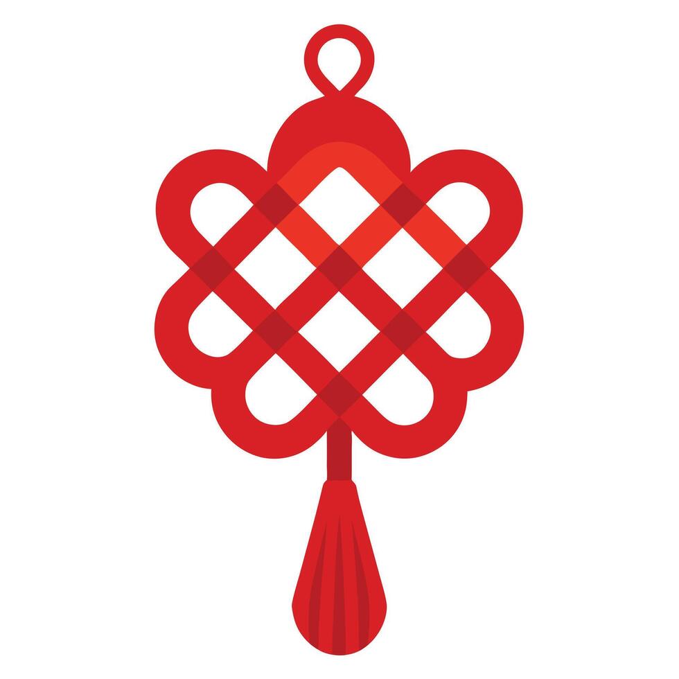 a single red decorative knot with tassels on white vector