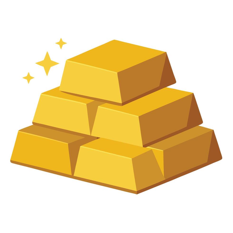 a stack of gold bars with shiny details on white b vector