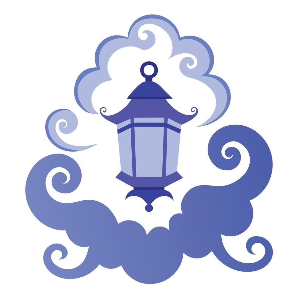 Lantern with Swirling Cloud Motifs vector