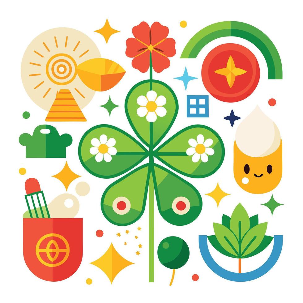 Horseshoe Clover for New Year's Luck Art vector