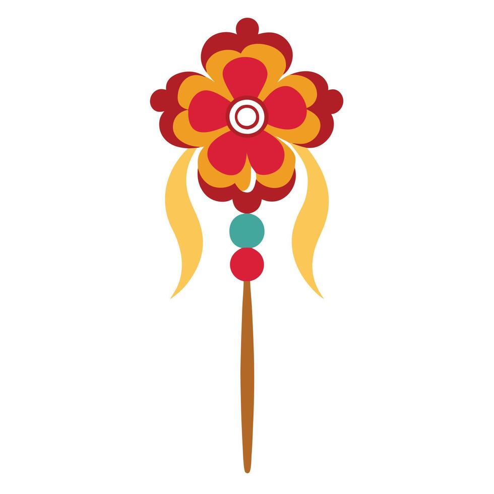 a decorative chinese hairpin with floral designs o vector