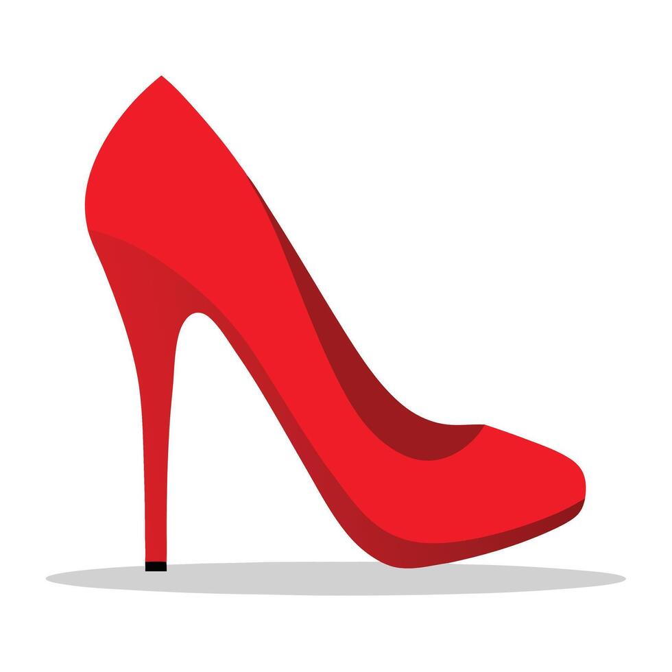 Single Red High Heel with Subtle Shadow vector