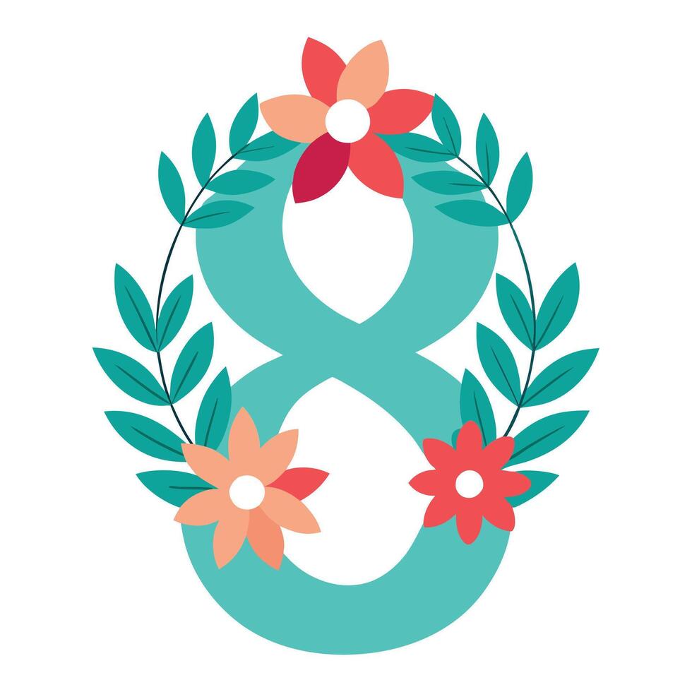 Floral Wreath Shaped Like the Number Eight vector