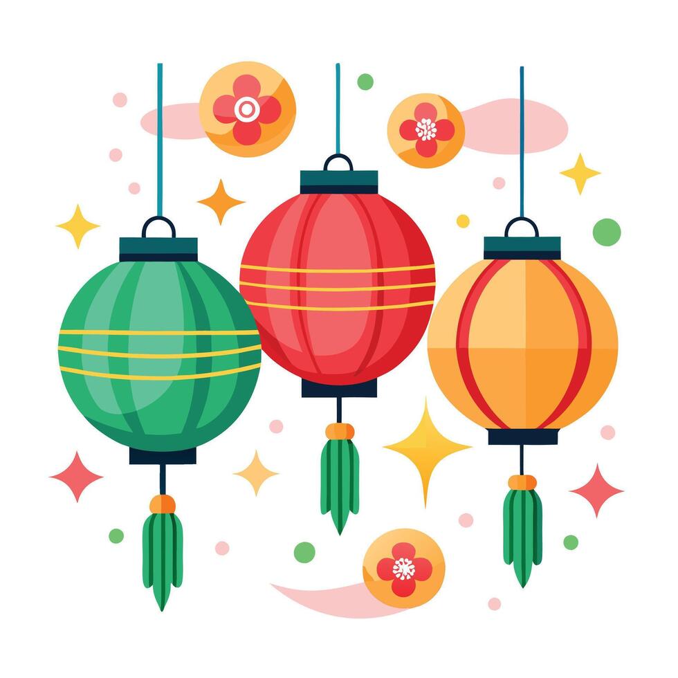Festive Paper Lantern Decoration Illustration vector