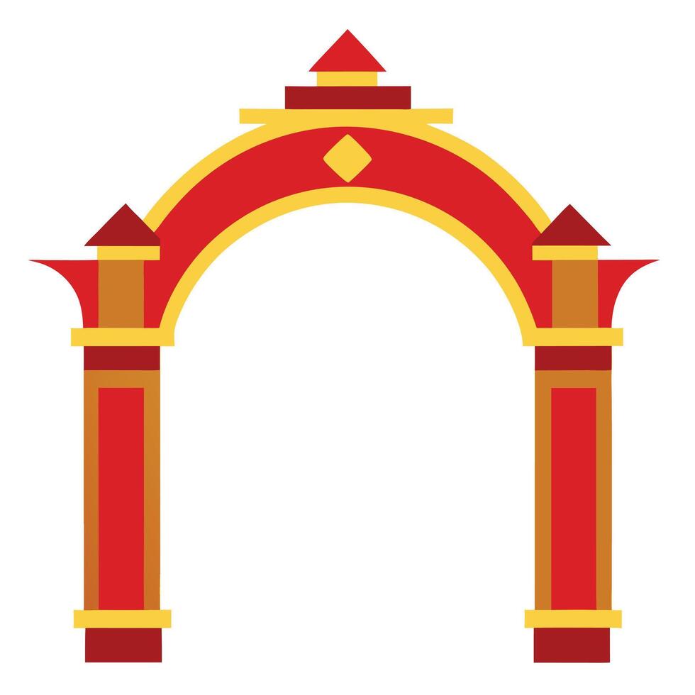 a single red and gold decorative archway on white vector