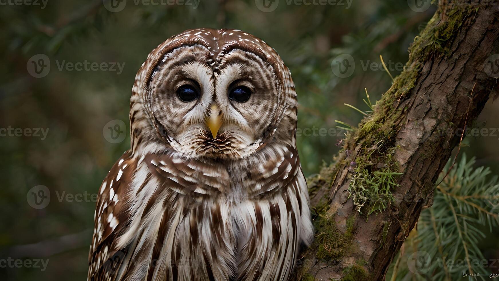 Majestic Barred Owl in Forest Habitat photo