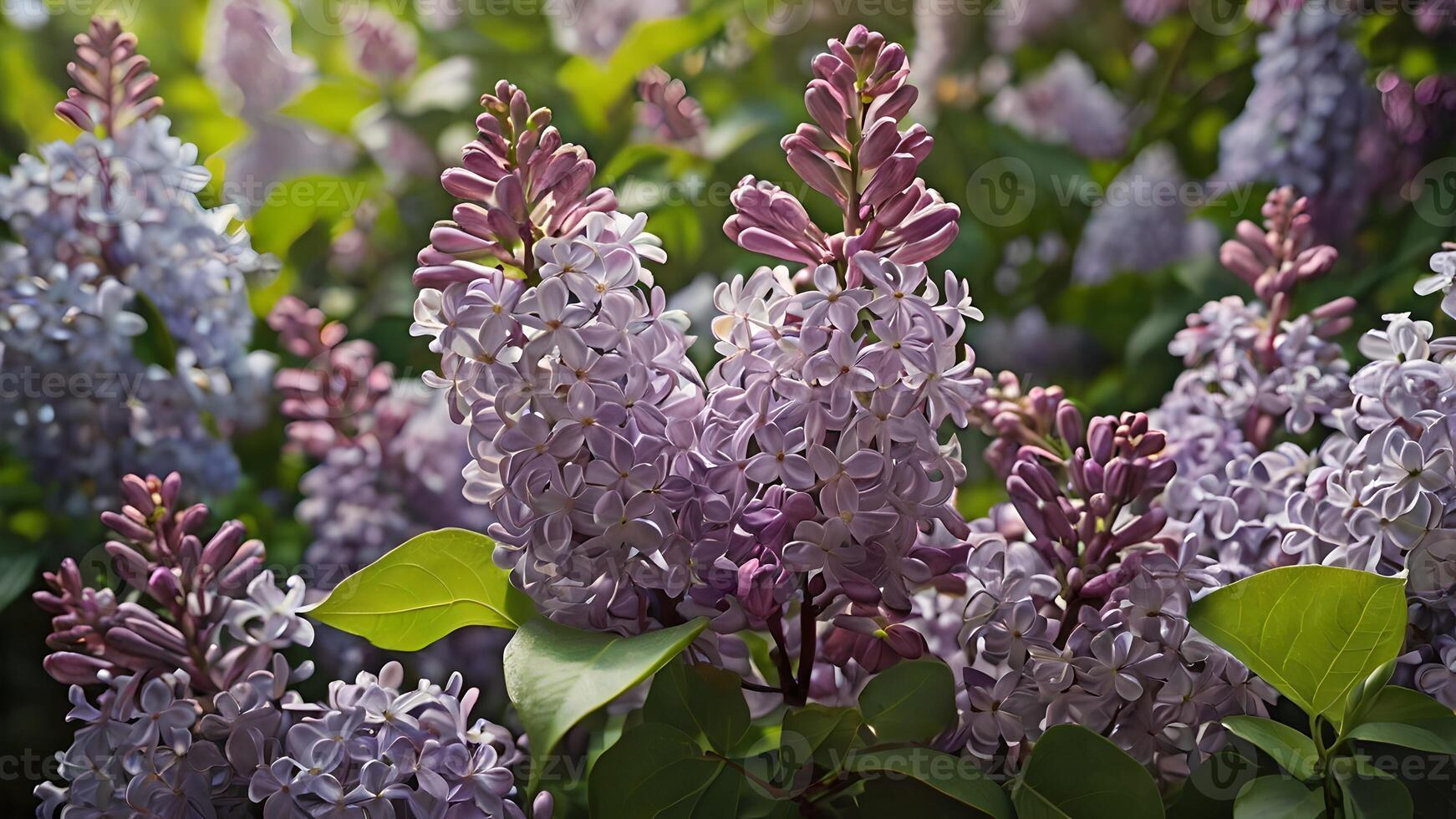 Springtime Lilac Blossoms in Vibrant Garden photo
