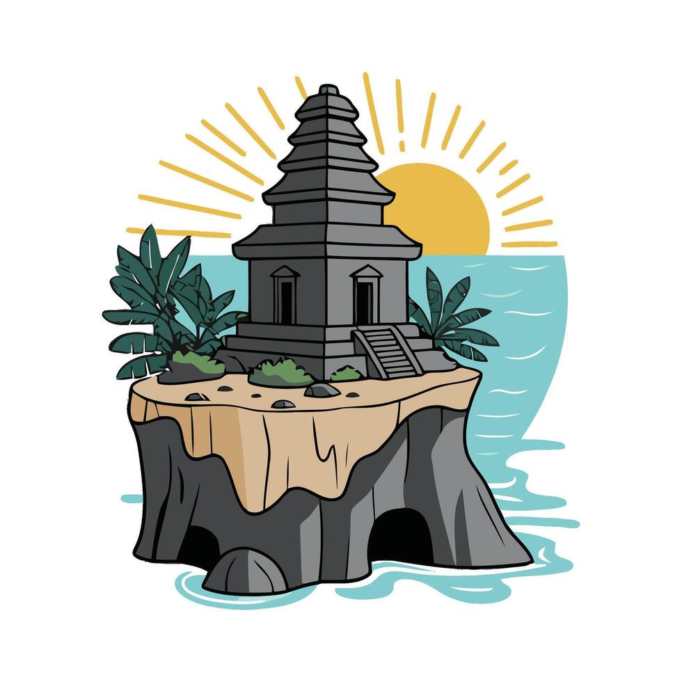 An island with a temple on it vector