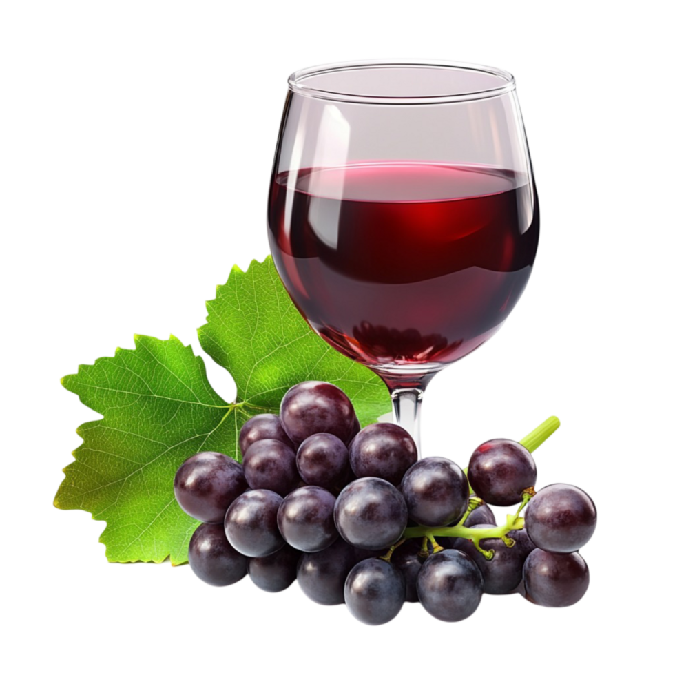 grapes and wine glass on transparent background png