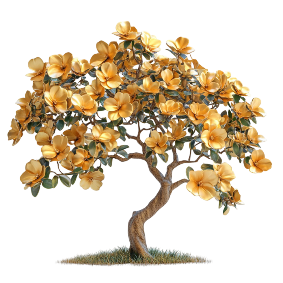 a magnolia tree with yellow flowers on it Transparent Background. png