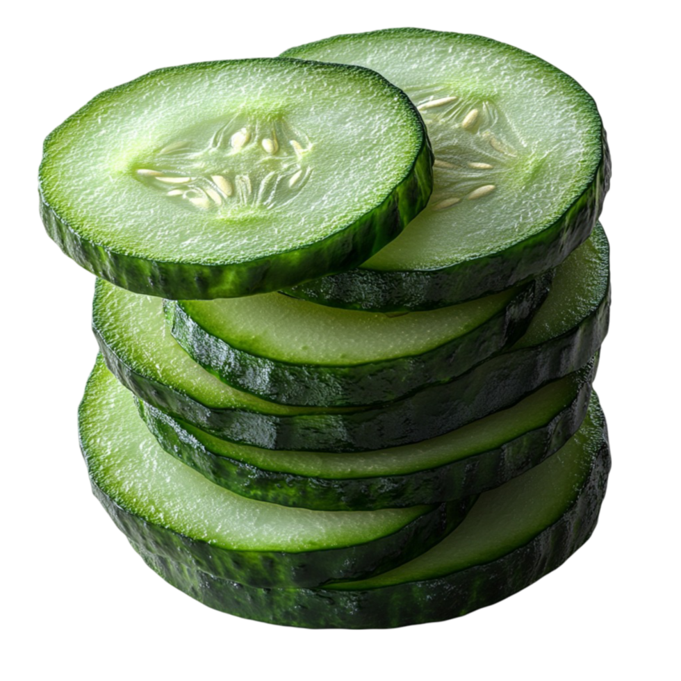 a stack of cucumber slices on a Transparent Background. png