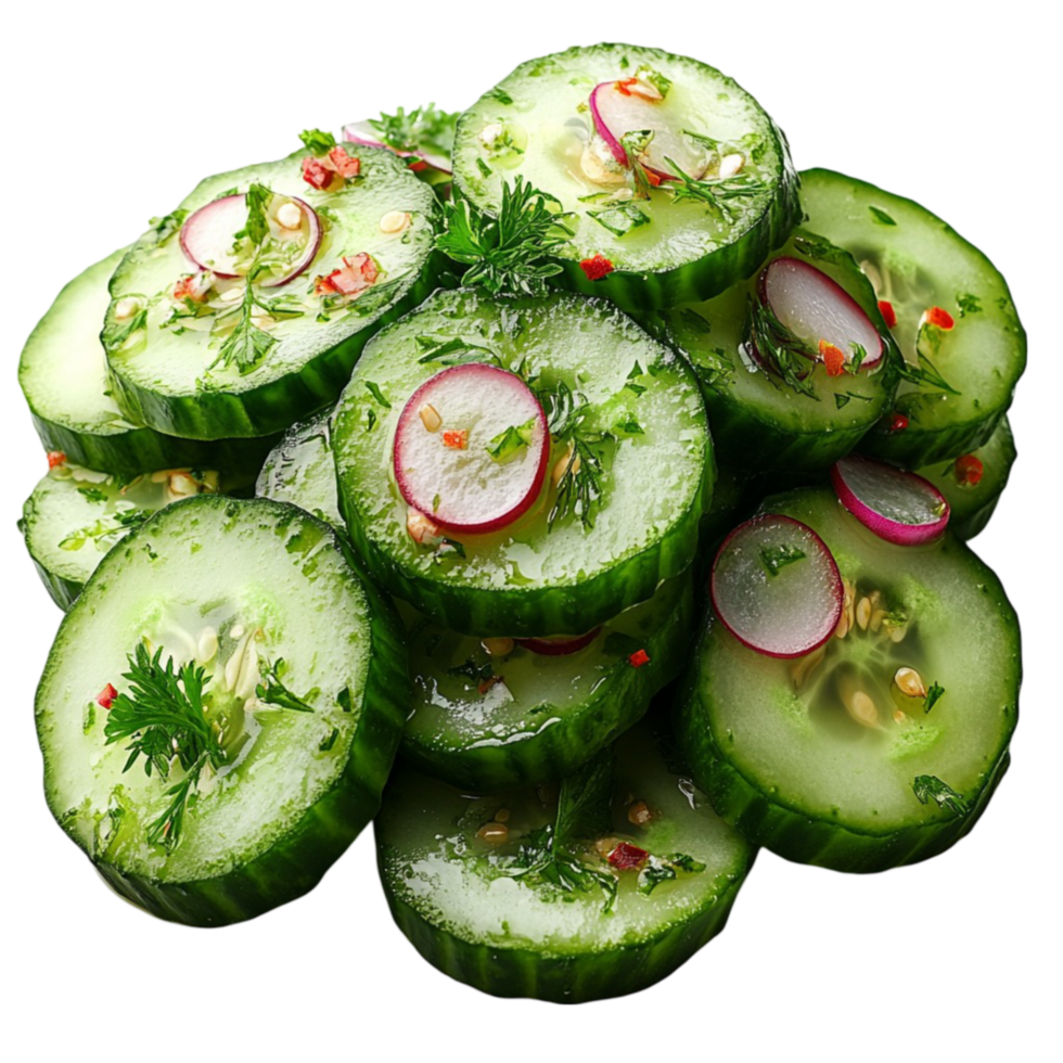 a pile of cucumbers with radishes on top transparent background png