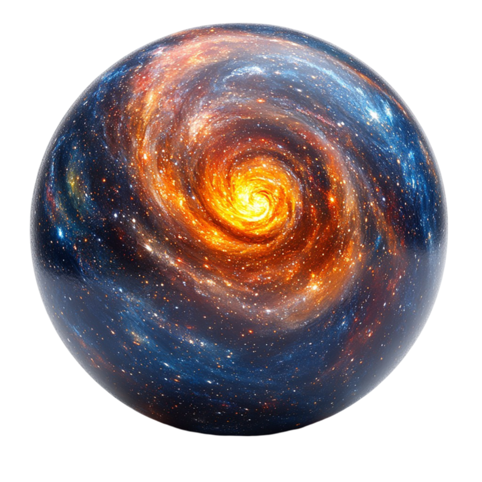 the galaxy ball with a spiral galaxy in the center transparent background png