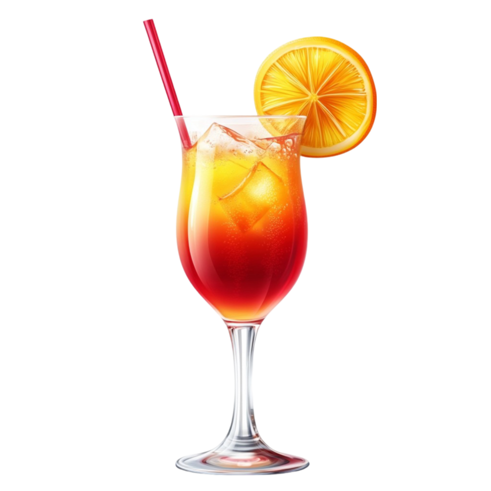 orange cocktail with orange slice in transparent backgroundglass on transparent background png