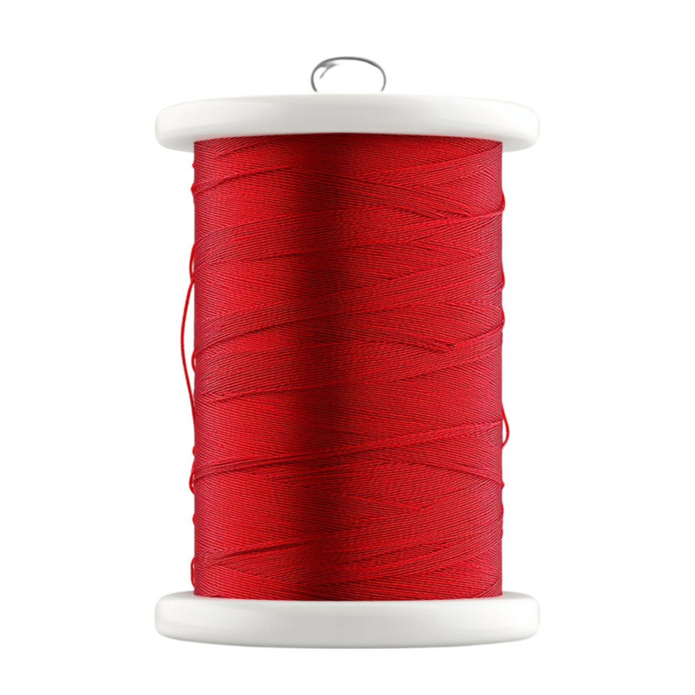 a spool of red thread on a transparent background png