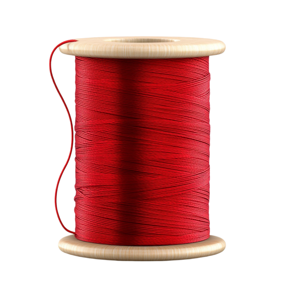 spool of red thread on a wooden spool transparent background png