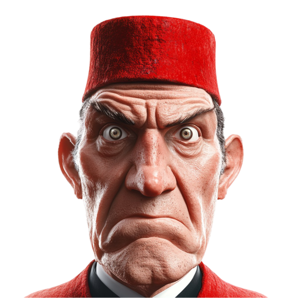 a cartoon man with a red hat and a big smile transparent background png