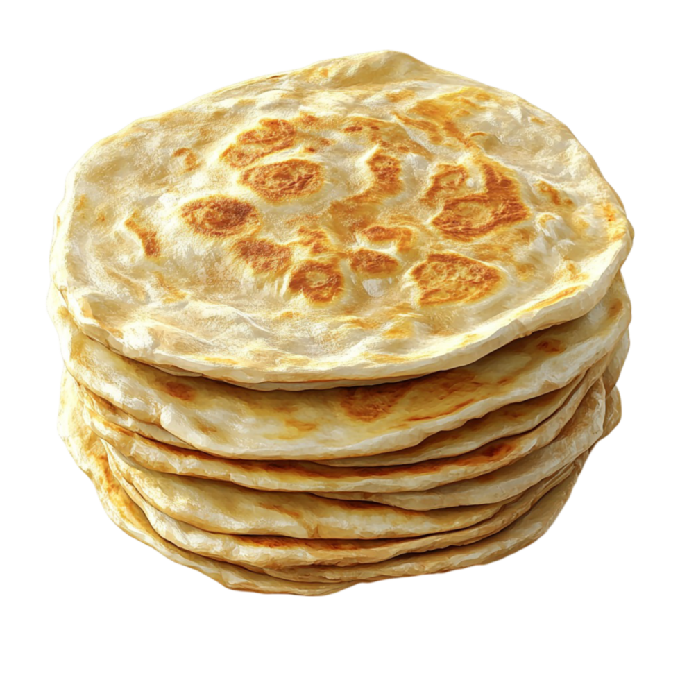 a stack of flatbreads on a transparent background png