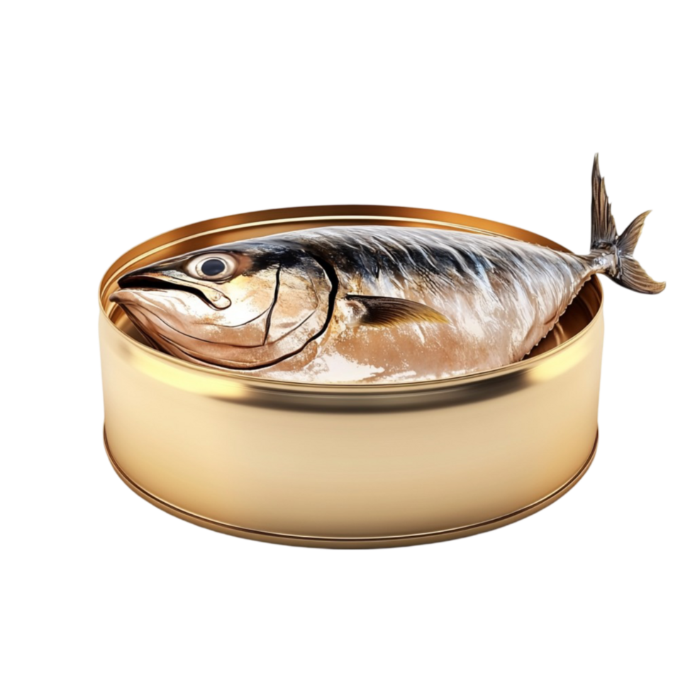 canned tuna fish in a tin on a Transparent Background. png