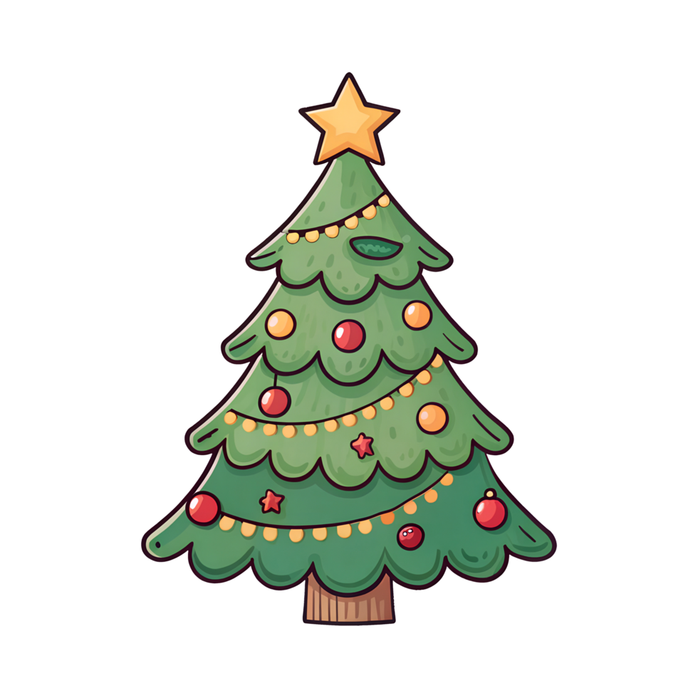 A christmas tree with decorations on it png