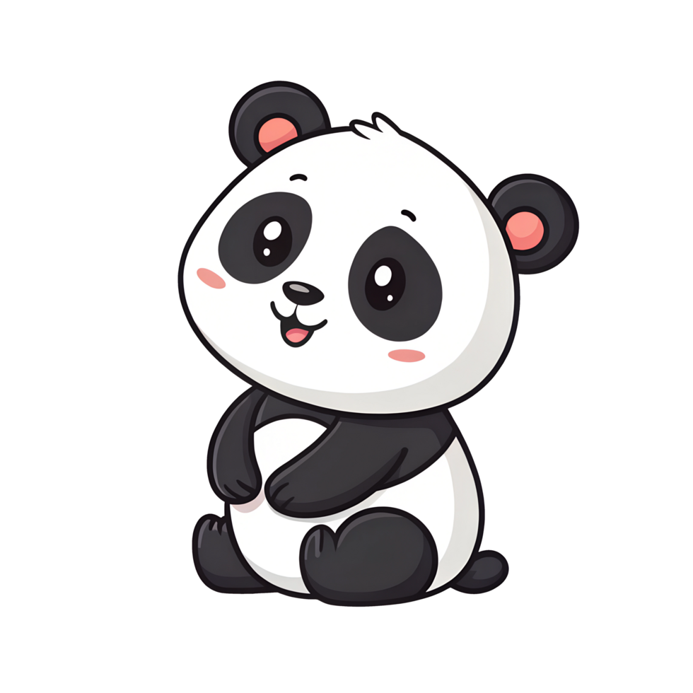 A cartoon panda bear sitting on its back png