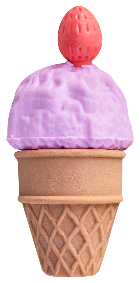 Strawberry ice cream in waffle cone png