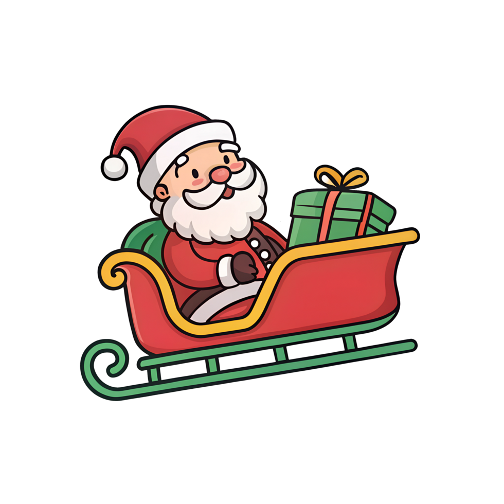 Santa claus on sleigh with presents png