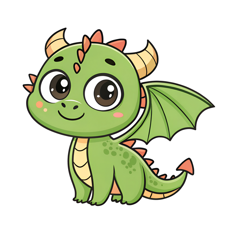 Cute cartoon green dragon illustration png