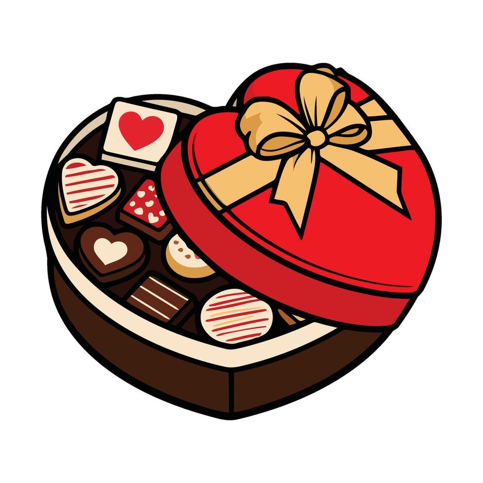 Valentine's day gift box with chocolates and candies vector