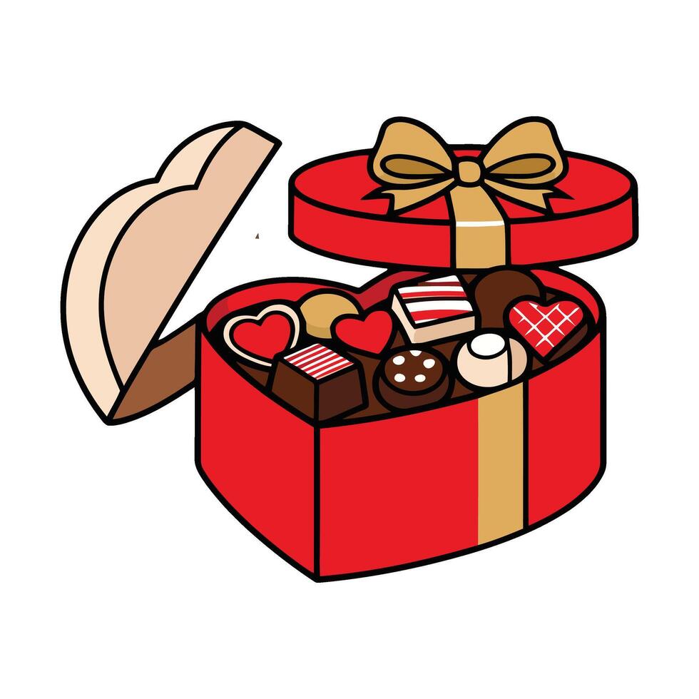 Valentine's day gift box with chocolates and heart vector