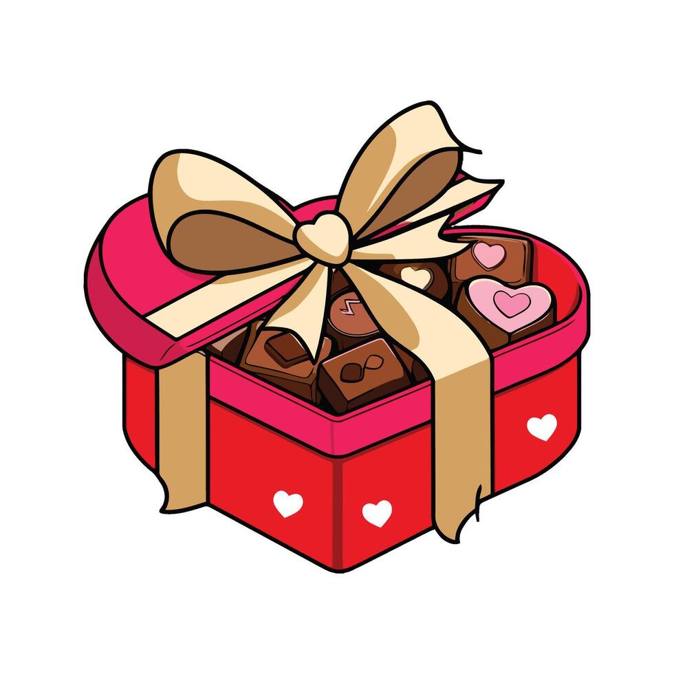 Valentine's day gift box with chocolates illustration vector