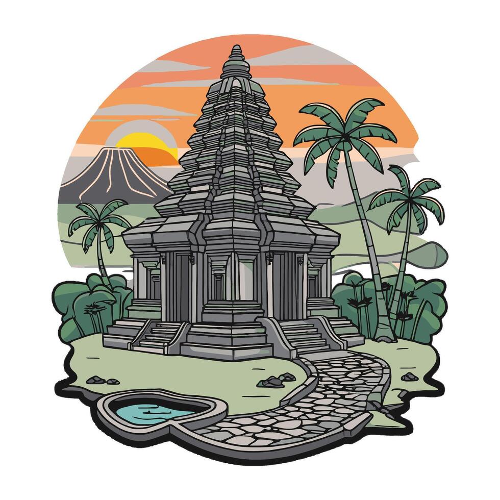 An illustration of a temple in indonesia vector