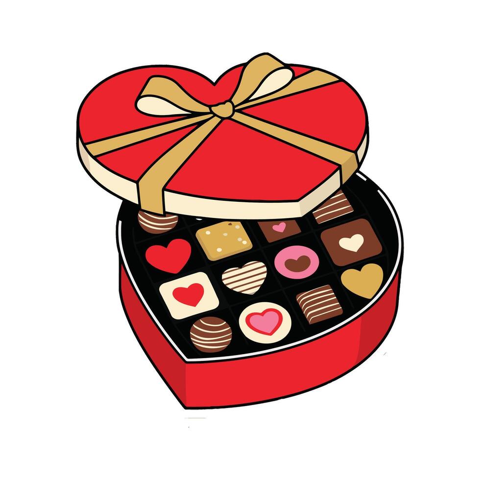 Valentine's day gift box with chocolates vector