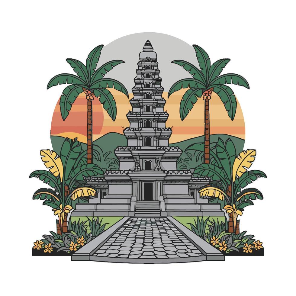 The temple of the sun in indonesia vector