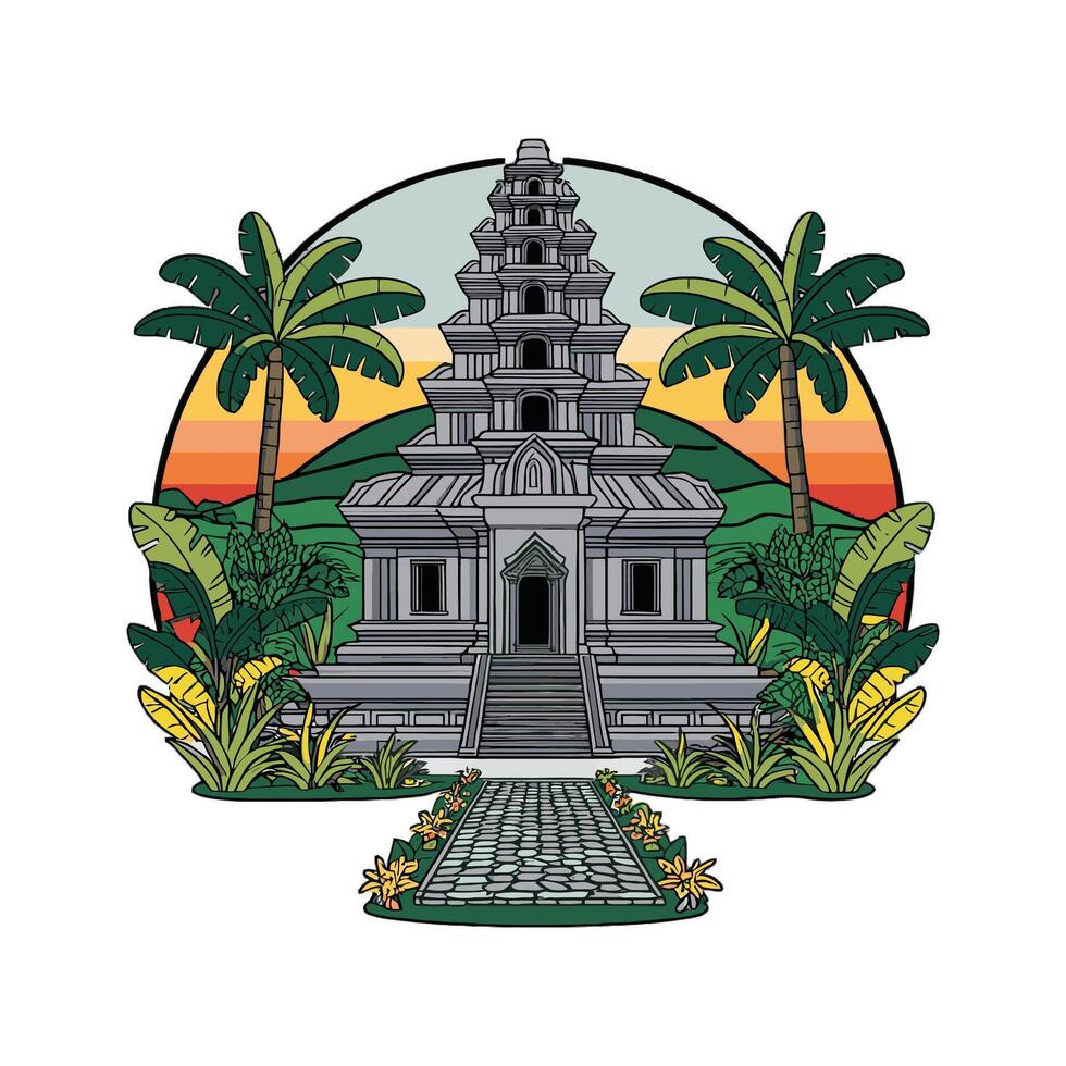 An ancient temple in indonesia vector