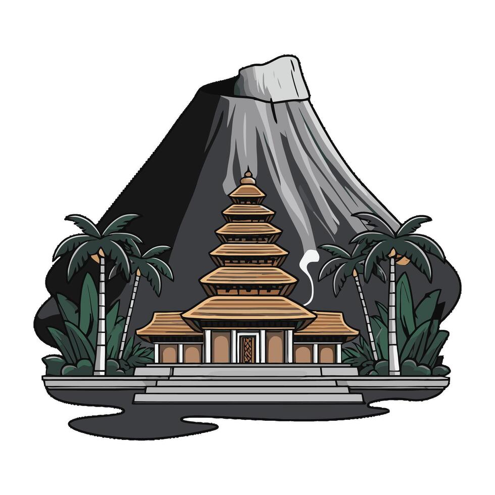 A temple in the middle of a mountain vector