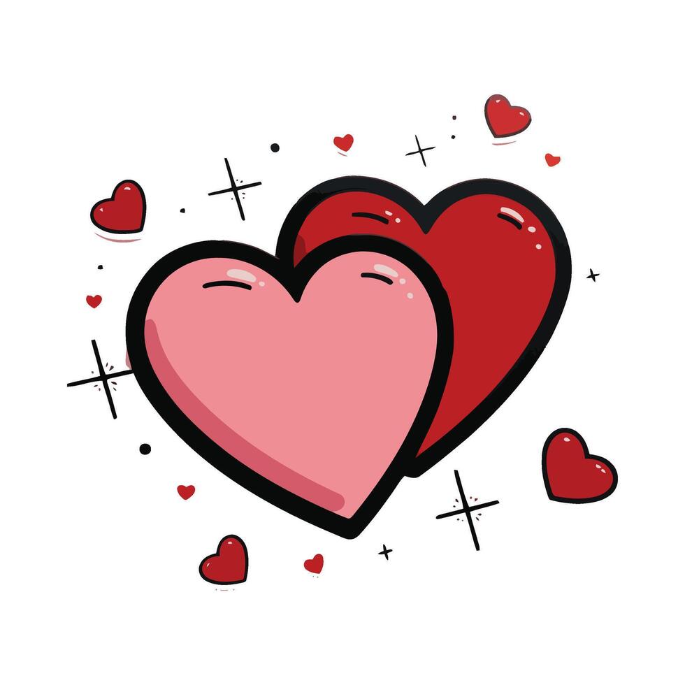 Two hearts with hearts and stars on them vector