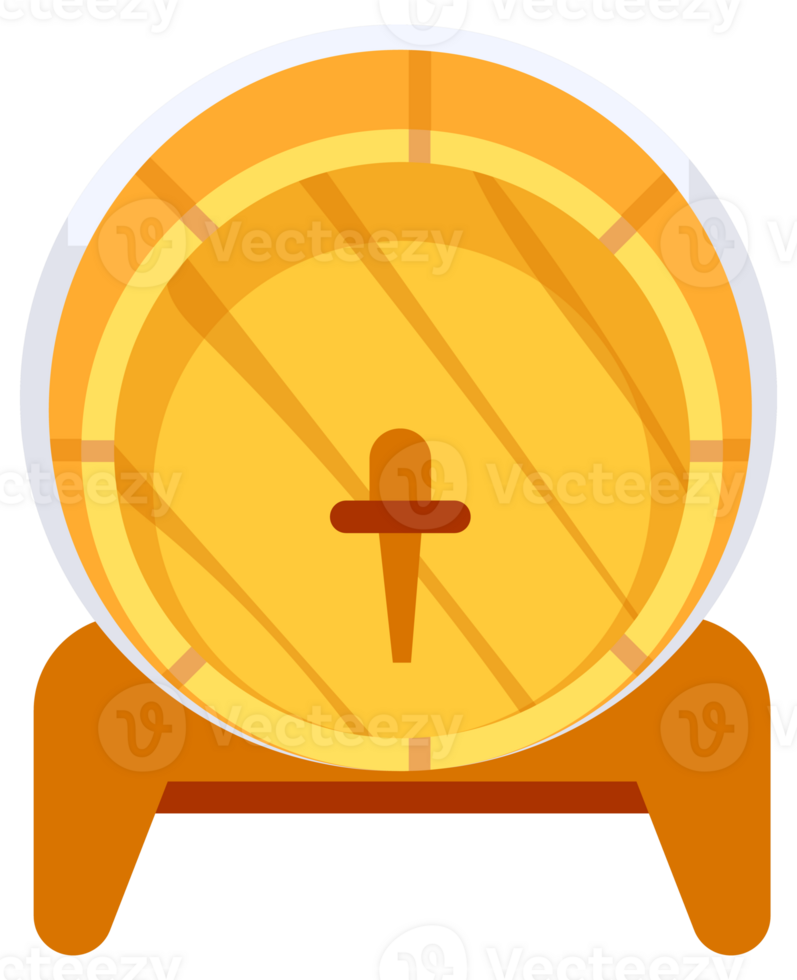 Wooden Barrel or Cask for Brewing Alcohol. Front and top view png