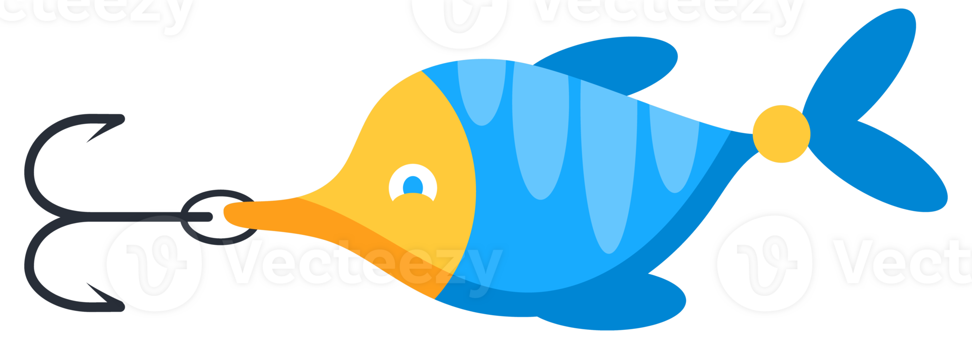 Different types and shapes of fishing lures with sharp hooks, for catching fish in freshwater or saltwater png