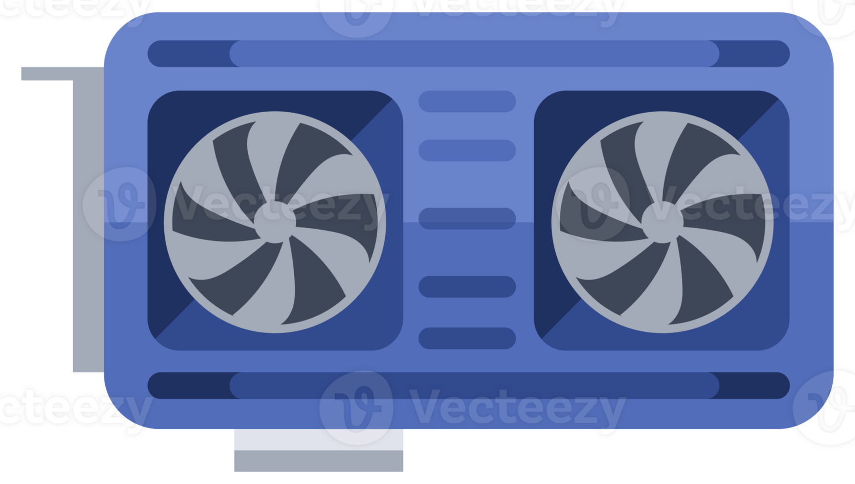 Set of graphic cards showing different cooling solutions. png