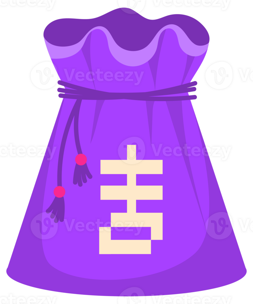 Six colorful money pockets representing wealth and prosperity for chinese new year celebrations. png