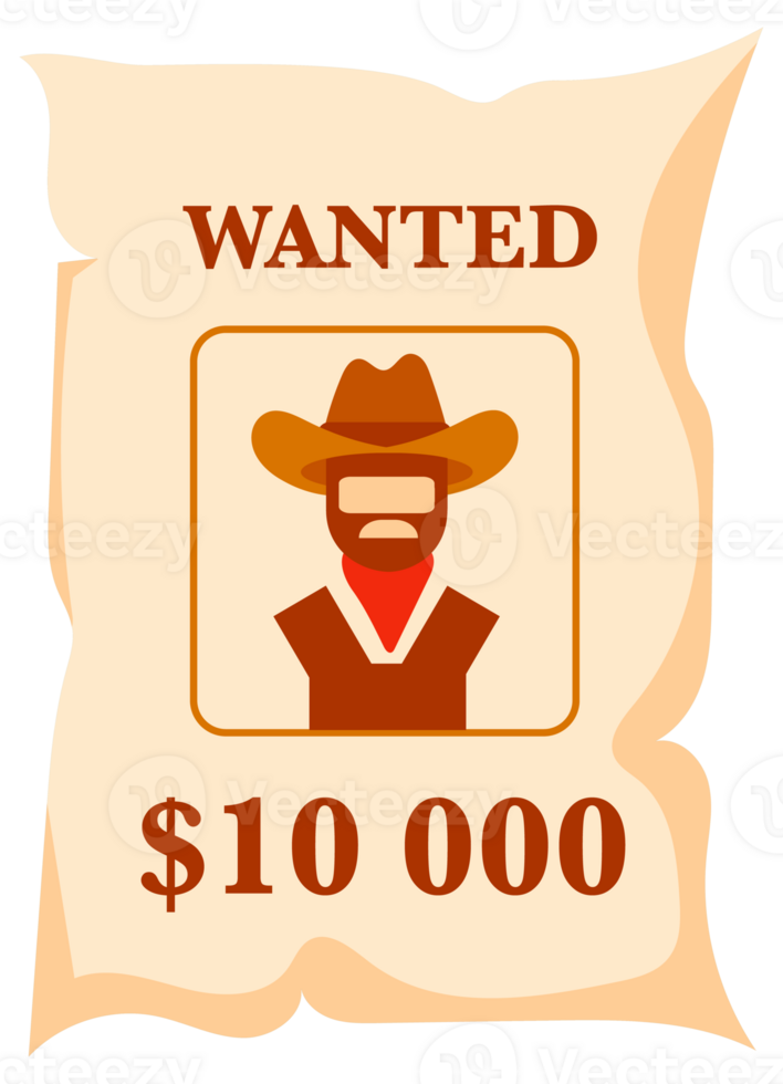 Wanted poster is offering a ten thousand dollar reward for the capture of a dangerous outlaw cowboy png