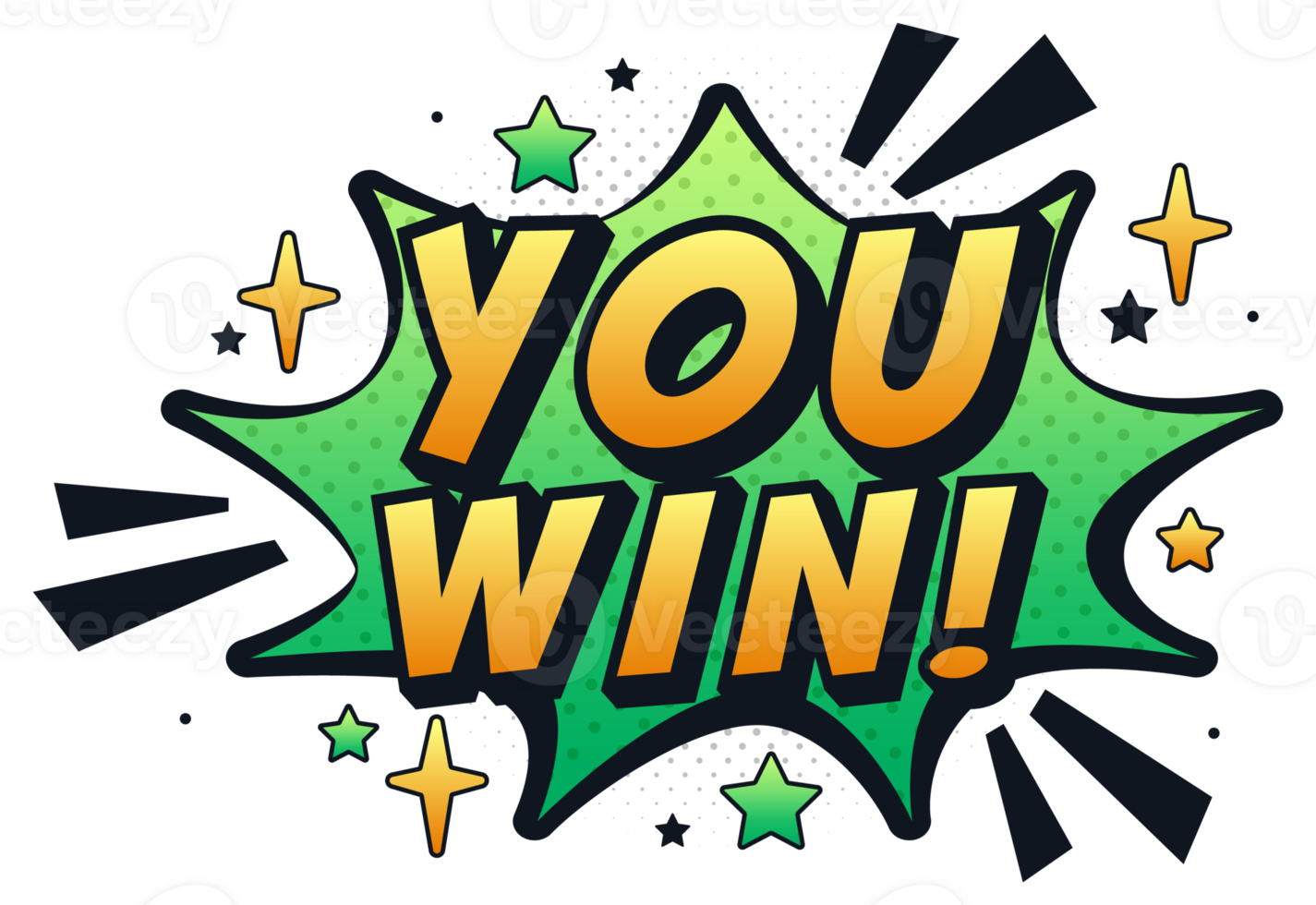 You win comic book style phrase exploding with excitement png