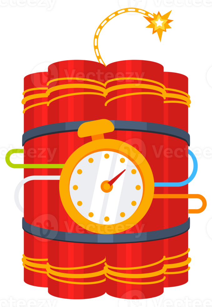 Dynamite with burning fuse set. Detonating device TNT, bomb. illustration png