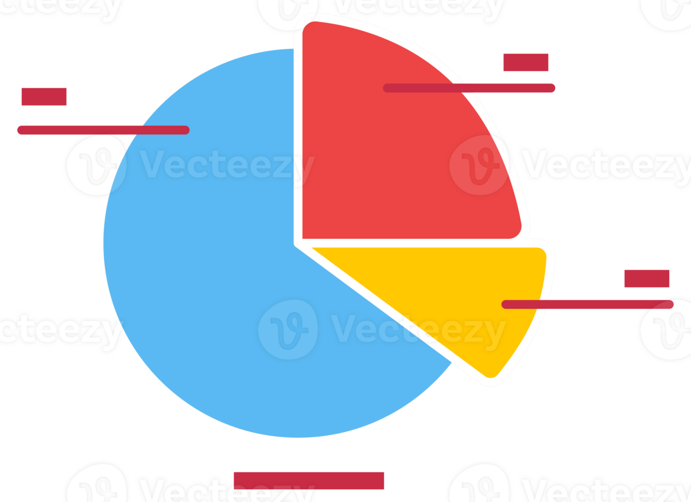 Set of colorful business data charts including bar graph, pie chart, and line graph illustrations for statistical presentations png