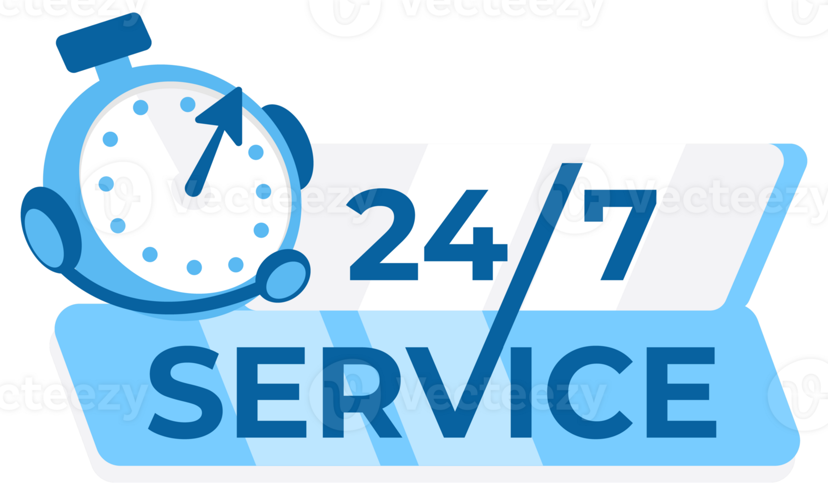 24 7 service concept with a clock and stylized text, ideal for businesses offering round-the-clock services and customer support png