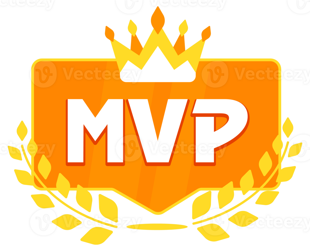 MVP - Most Valuable Player Award. Golden Crown and Laurel on Shiny Orange Badge Proclaiming png
