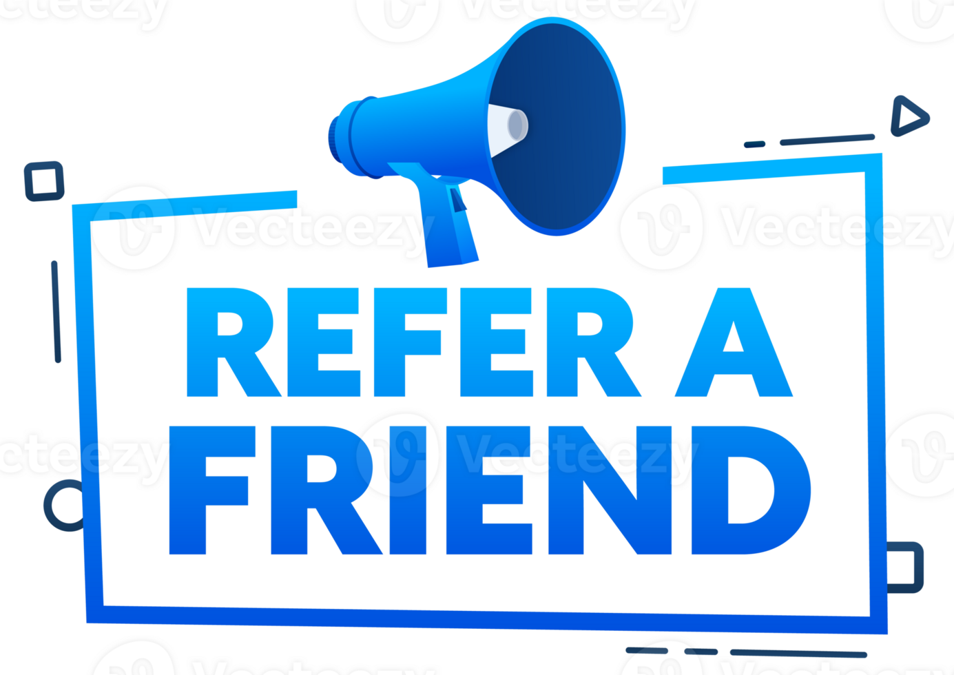 Speech bubble with the word Refer a friend blue and red label. stock illustration png