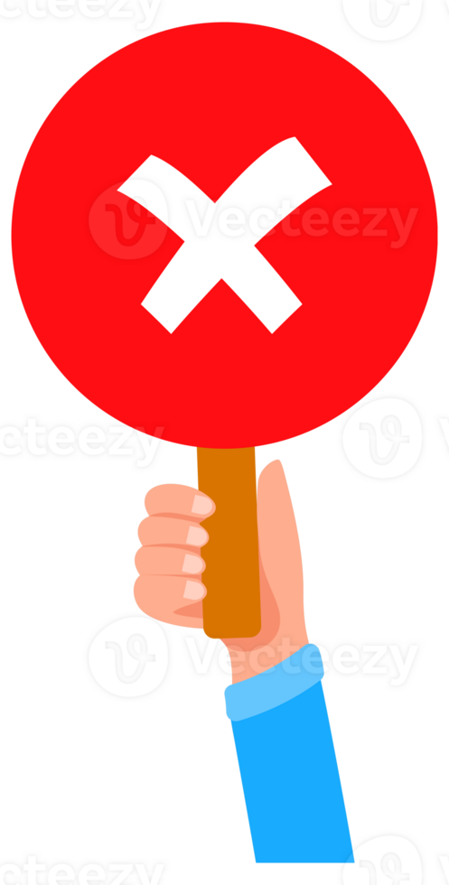 Hands holding yes and no round signs approving or disapproving png